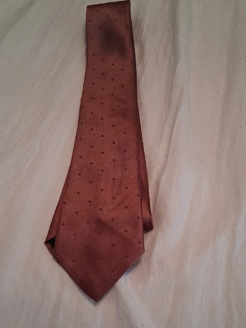 Hennessy Elegant Brown Satin Tie with Subtle Dot Texture
